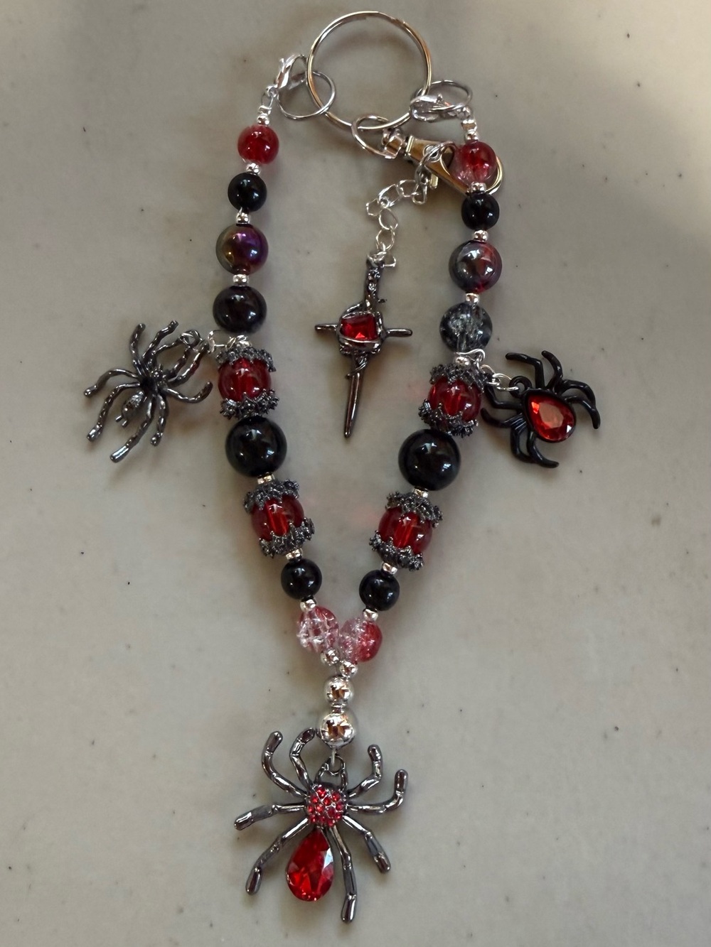 Red & Black Spider Charm Keychain